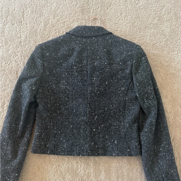 Vintage Pendleton Cropped Wool Blazer Jacket Size 6 Black White Textured - Picture 3 of 8